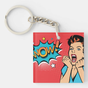 Surprised woman   key ring