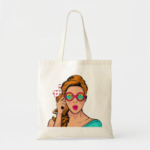 Surprised woman tote bag