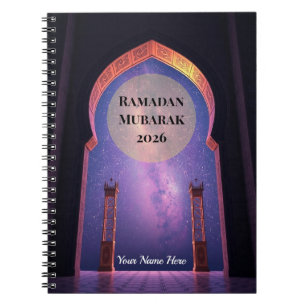 Surreal 3D Islamic Arch Night Notebook