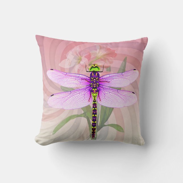 Surreal 60’s Theme Dragon Fly Cushion (Front)