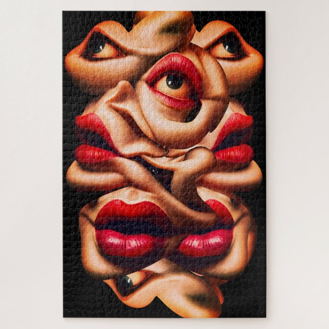 Surreal Abstract Faces Bold Expressionist  Jigsaw Puzzle (Vertical)