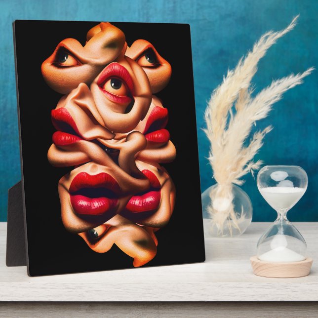 Surreal Abstract Faces Bold Expressionist  Plaque (Side)
