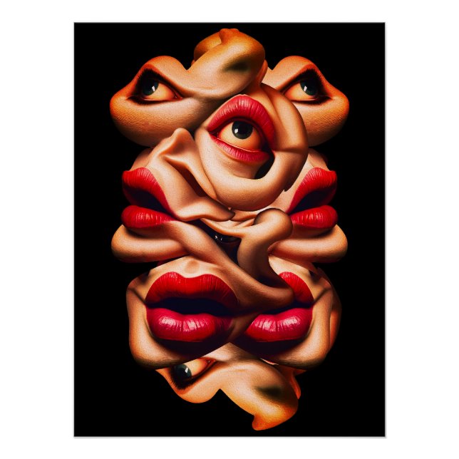 Surreal Abstract Faces Bold Expressionist  Poster (Front)