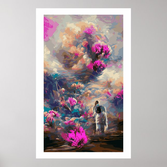 Surreal abstract flowers landscape poster (Front)