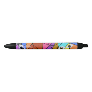 Surreal Abstract Geometric Patterns with Eyes  Black Ink Pen