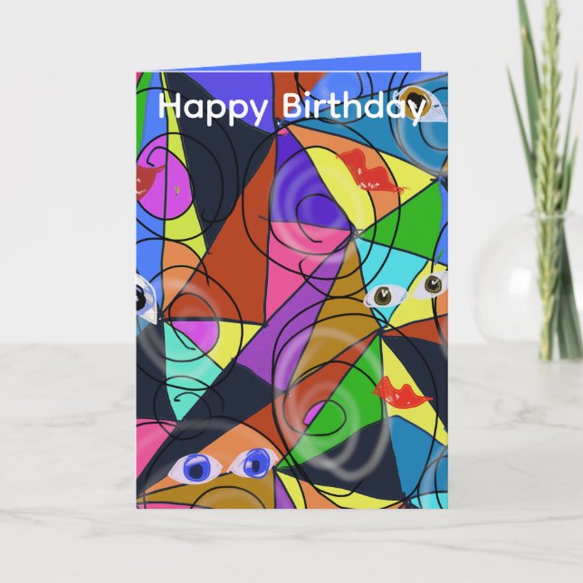 Surreal Abstract Geometric Patterns with Eyes  Card (Front)