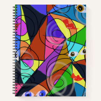 Surreal Abstract Geometric Patterns with Eyes  Notebook