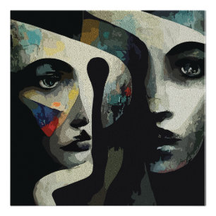 Surreal Abstract Intertwined Faces Photo Print