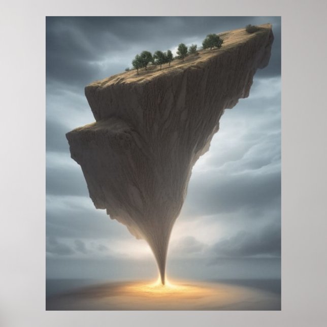 Surreal abstract modern land at the top trees poster (Front)