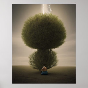 Surreal abstract modern lightening bush tree poster