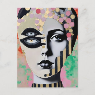 surreal abstract woman postcard