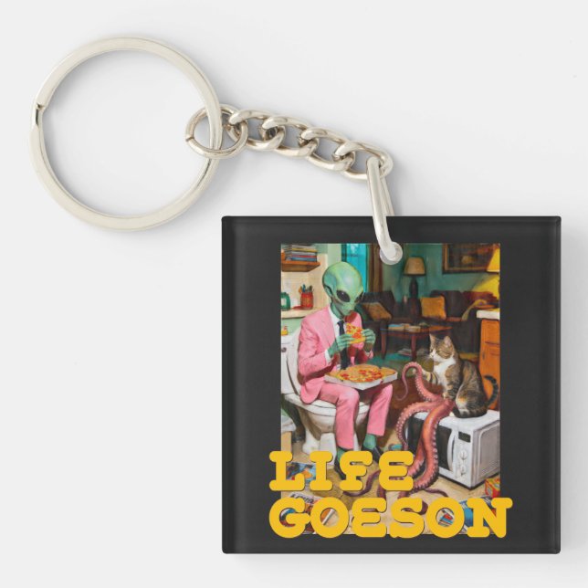 Surreal Alien Pizza Moment  Key Ring (Front)