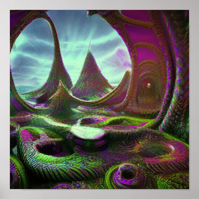Surreal Alien World Psychedelic Lucid Dream Poster (Front)