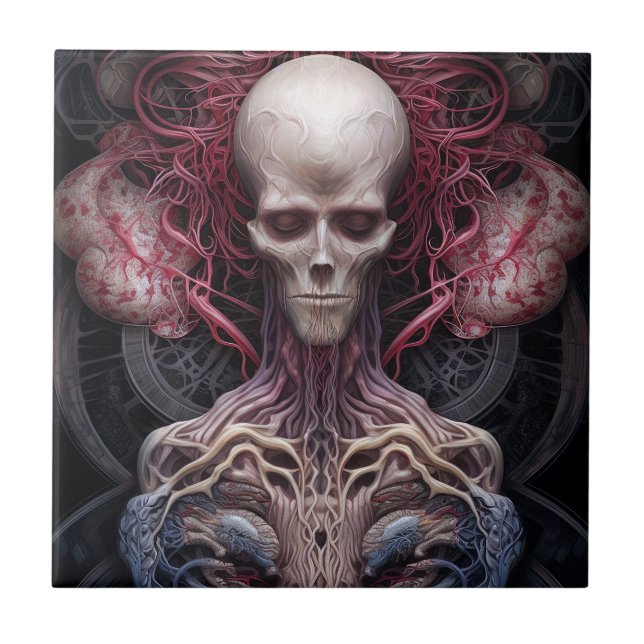 Surreal Anatomy Horror Sci-Fi Art  Ceramic Tile (Front)
