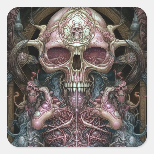 Surreal Anatomy Skull Horror Sci-Fi Art  Square Sticker (Front)