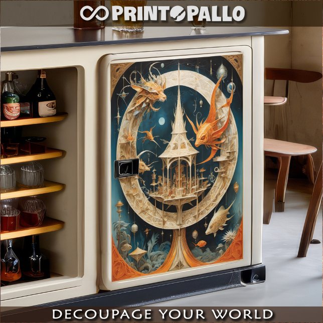 Surreal and abstract world with buildings and fish tissue paper (Creator Uploaded)