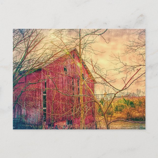 Surreal and Gorgeous Red Barn Postcard (Front)