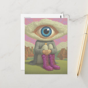 surreal art Her head in the clouds Postcard