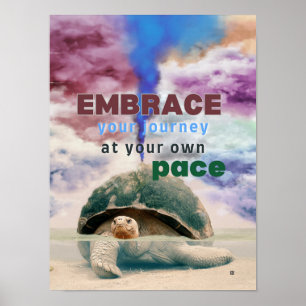 Surreal art Inspirational Turtle quote  Poster