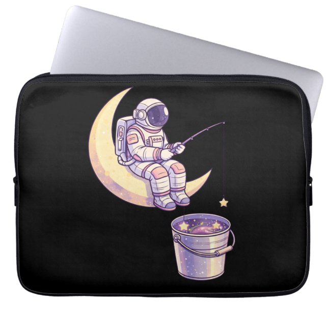 Surreal Astronaut Fishing for Stars Wall Art - Laptop Sleeve (Front)