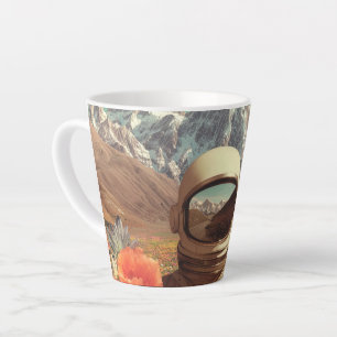 Surreal Astronaut In Flower Field Latte Mug