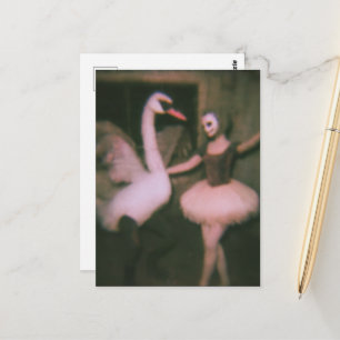 Surreal Ballerina and Swan Faux Vintage Photograph Postcard