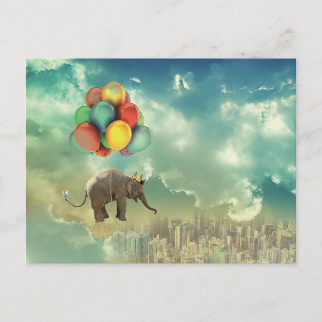 Surreal Balloon Elephant Postcard (Front)