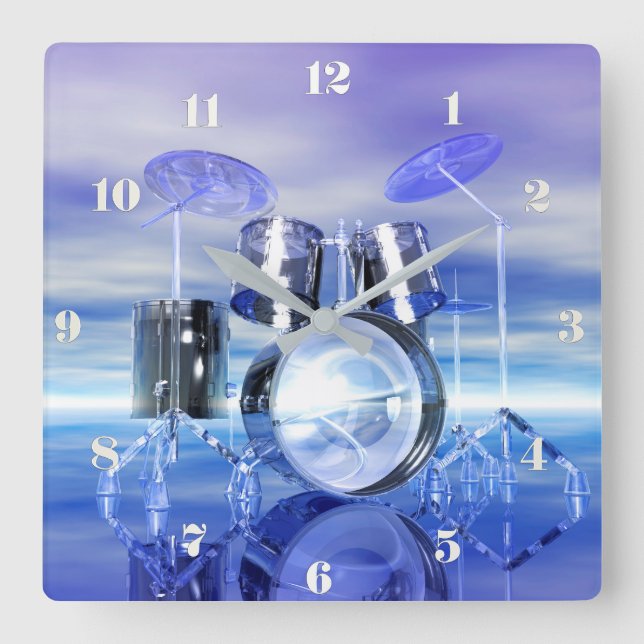 Surreal Beach Drum Set Music Wall Clock (Front)