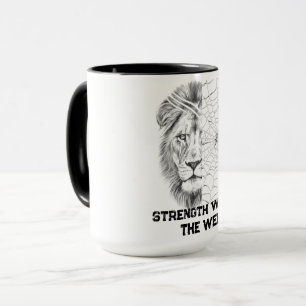 Surreal Black and White Lion Web Motivational Mug