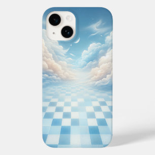 Surreal Blue Checkerboard Sky Phone Case - Dreamy 
