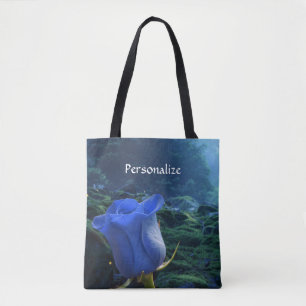 Surreal Blue Rose in Magical Forest Personalise Tote Bag