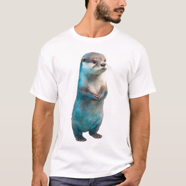 Surreal Blue Splash Otter Standing Men T-Shirt (Front)