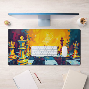 Surreal Bold Chess Scene Desk Mat - Vibrant Acryli