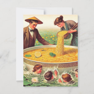 Surreal Bowl of Noodles Pool in the Pond Postcard