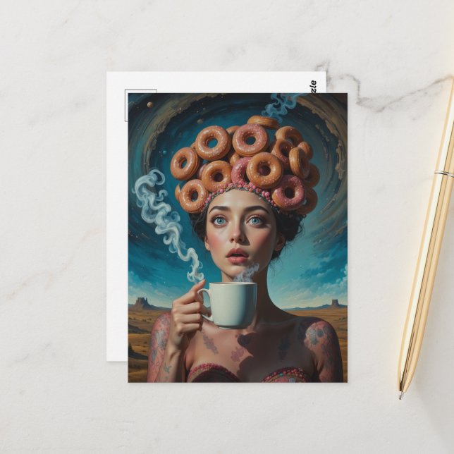 Surreal Breakfast donuts  Postcard (Front/Back In Situ)