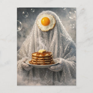 Surreal Breakfast pancakes and eggs bubble ghost Postcard