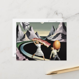 Surreal Breakfast People in the Mountains Postcard