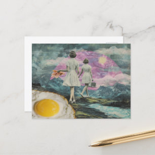 Surreal Breakfast Woman with Bacon and Eggs  Postcard