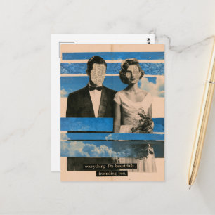 Surreal Bride and Groom Mixed Media Collage Postcard