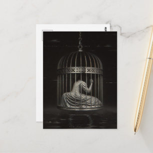 Surreal Caged Person Dark Fantasy Postcard