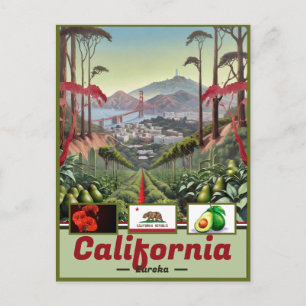 Surreal California Dreamscape: State Emblem Postcard