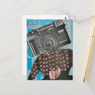 Surreal Camera Woman Collage Postcard