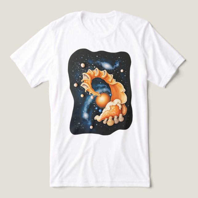 Surreal Celestial Seashell n Cosmic Nebula T-Shirt Tri-Blend Shirt (Design Front)