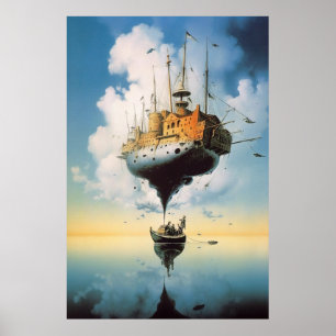 Surreal Celestial Vessel Poster