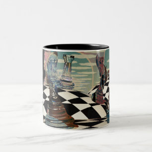 Surreal chess game Two-Tone coffee mug