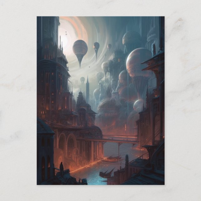 Surreal City Fantasy Art Postcard (Front)