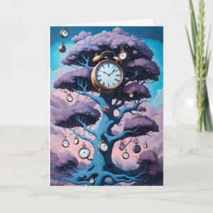 Surreal Clocks in the Tree Belated Birthday Card
