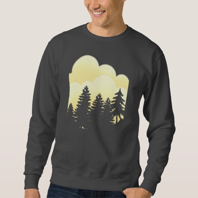 Surreal Cloud with Spine Trees Aesthetic Sweatshirt (Front)