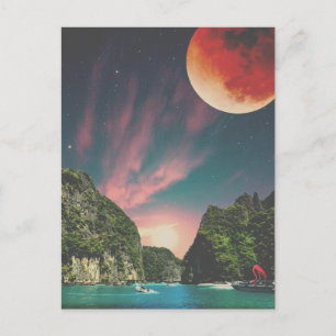 Surreal collage beautiful landscape postcard
