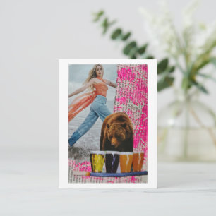 surreal collage She Chose The Bear Postcard